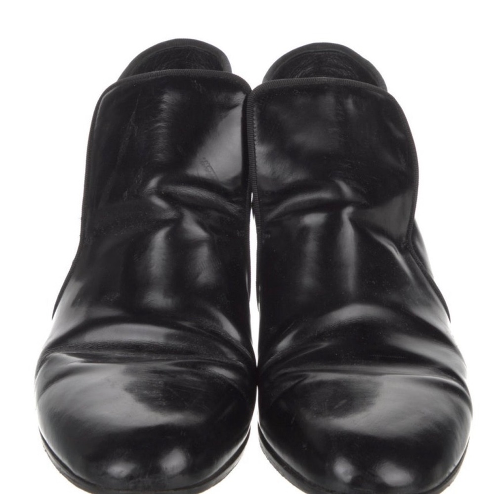 Celine Glossy Black Ankle Booties